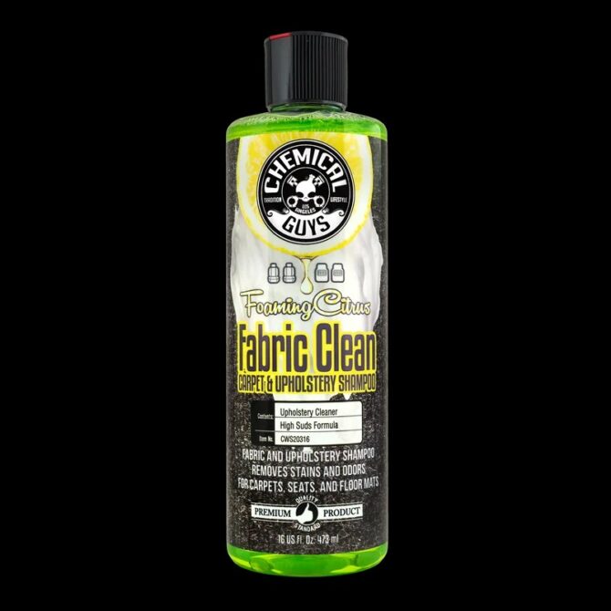 Chemical Guys Foaming Citrus Fabric Clean Carpet And Upholstery Shampoo And Odor Eliminator (16oz)