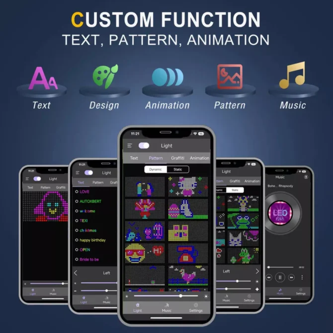 1 Pc Matrix Panel Car LED Display Flexible Screen Art Interactive Digital Frame Bluetooth APP & Remote Controlled Emoji Screen - Image 2