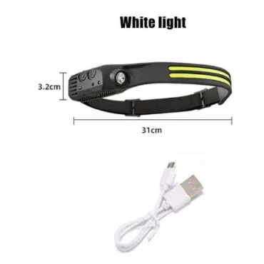 Double Line LED Headlamp Emergency Light USB Rechargeable COB Headlight Torch Outdoor Riding Night Running Light