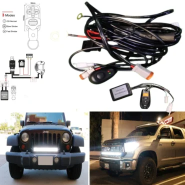 Universal 8mm Flasher Switch Kit Relay Harness Wire On-Off Switch Cable 12-24V Remote Control Wiring 1 Pc