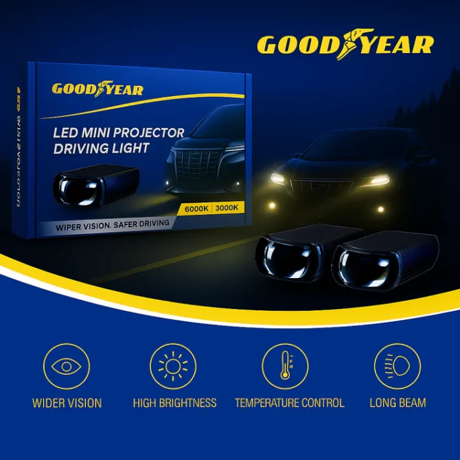 Goodyear Dual Color Fog Killer Mini Projector Driving Lights 2Pcs