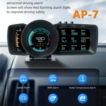 Car A600 HUD Display, OBD2+GPS Smart Gauge HD 3 LCD Screen Display Adjustable Bracket, Speed KM/H RPM Voltage Car Digital Speedometer For All Cars With OBD