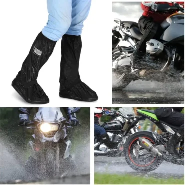 D-11 Waterproof Shoes Cover with Reflector Rain Snow Boots Black Reusable Covers for Motorcycle -1 Pair