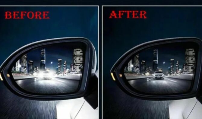 Car Rearview Mirror Rainproof Anti-fog Protective Anti-Glare Waterproof Membrane 2Pcs