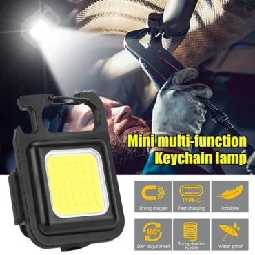 Portable COB Light Flashlight Rechargeable Work Lamp Mini Torch Pocket USB Keychain