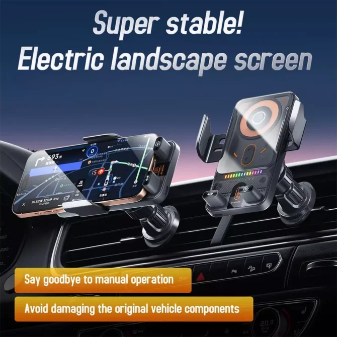 Universal Car Automatic Mobile Holder With Wireless Charger In Premium Quality 1 Pc - Image 3